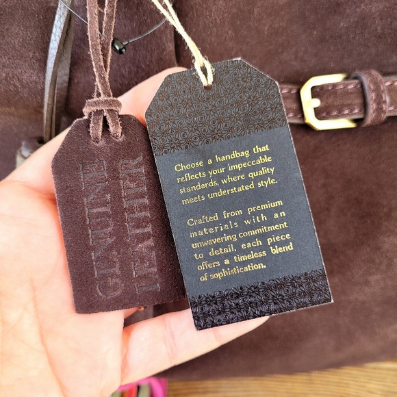 *Rare* Suede Leather Tote Shoulder Handbag With Mutlicolored Leather Tassel NWT - Picture 5 of 12